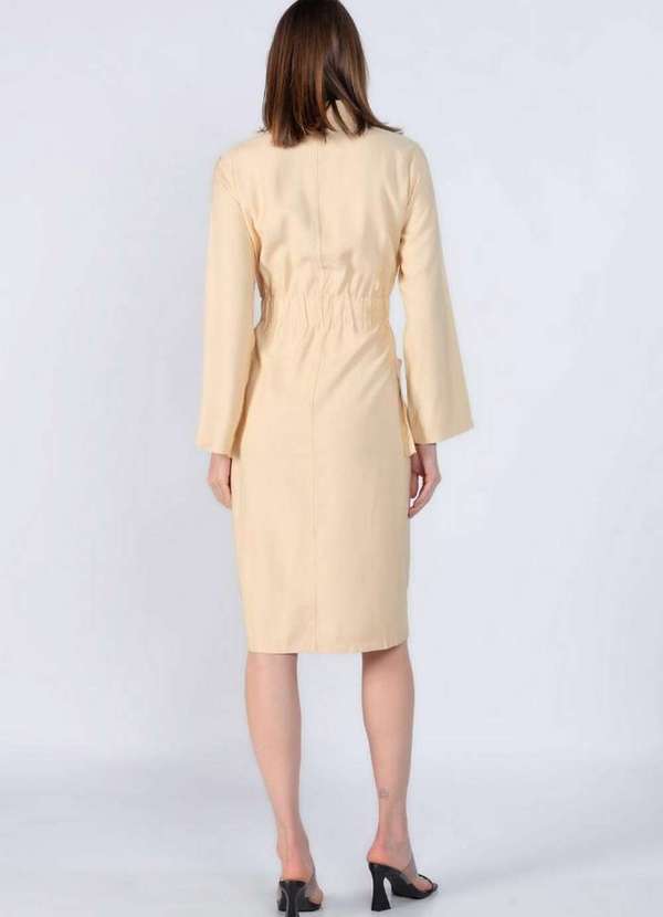 Lamis - Vestido em Viscose Elastico na Cintura Bege 4