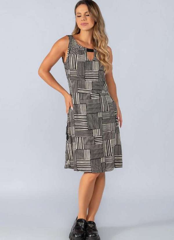 Lamis - Vestido em Viscose Listrado Preto 2
