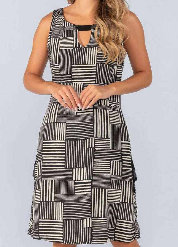 Lamis - Vestido em Viscose Listrado Preto 3