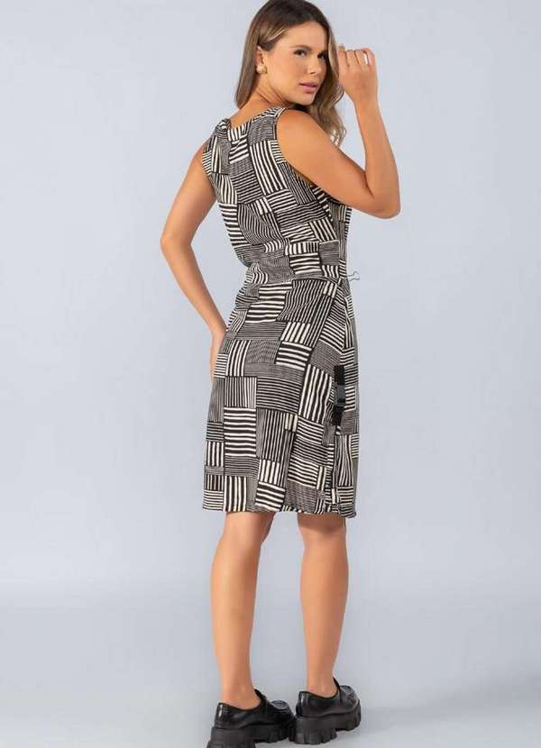 Lamis - Vestido em Viscose Listrado Preto 4