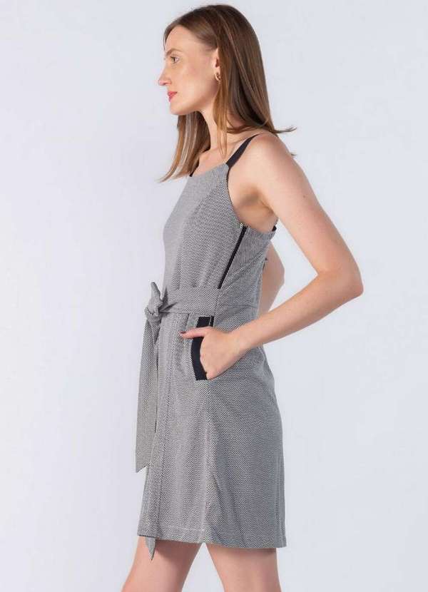 Lamis - Vestido Estampado com Faixa Preto 3