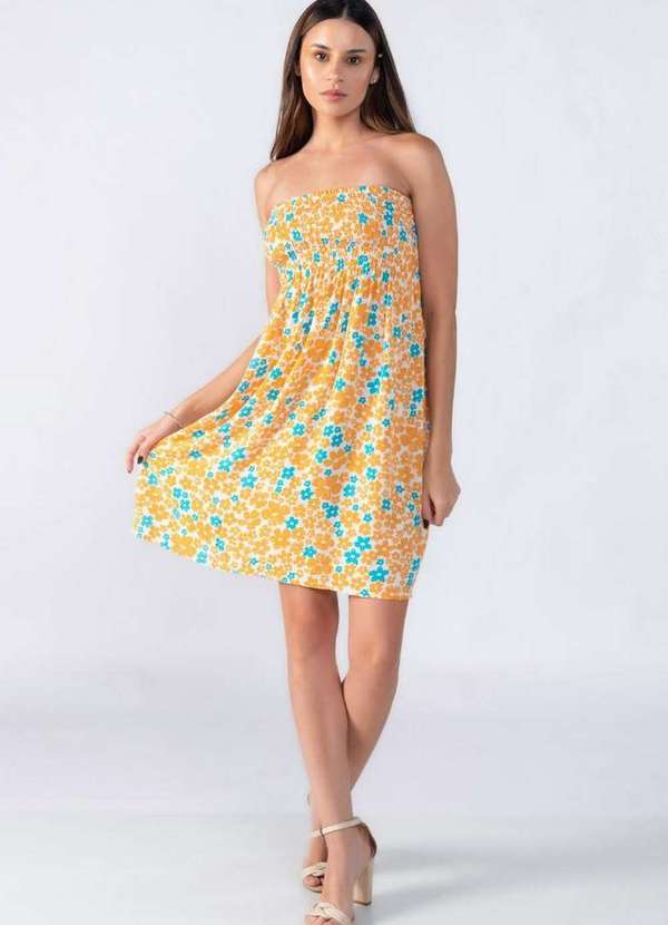 Lamis - Vestido Estampado Tomara que Caia Laranja