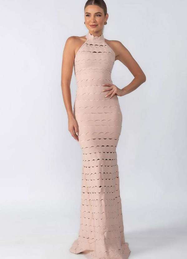 Lamis - Vestido Longo Bandagem Frente Unica Nude
