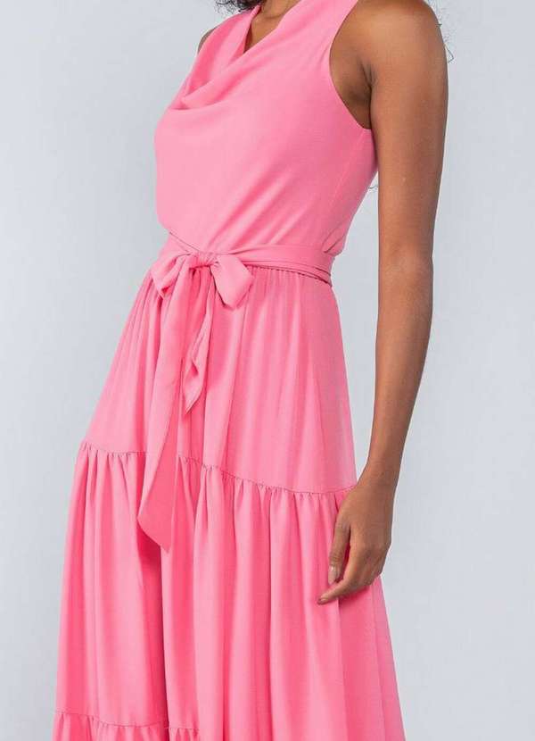 Lamis - Vestido Longo Barra Tres Marias e Gola Caida Rosa 2