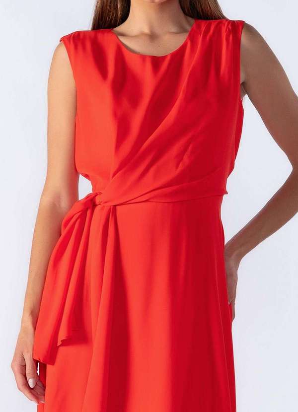 Lamis - Vestido Longo com Amarracao na Cintura Vermelho 2