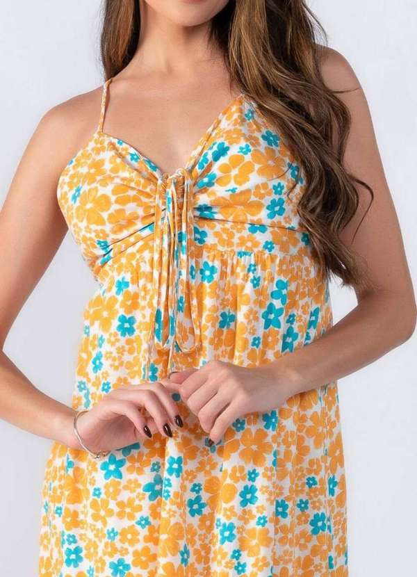 Lamis - Vestido Longo com Busto Franzido Laranja 2