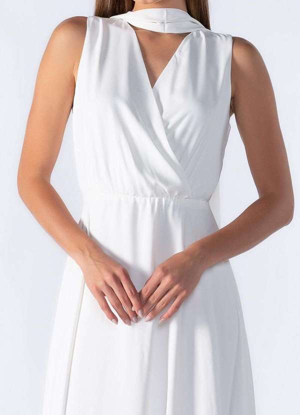 Lamis - Vestido Longo com Decote em V Off White 2