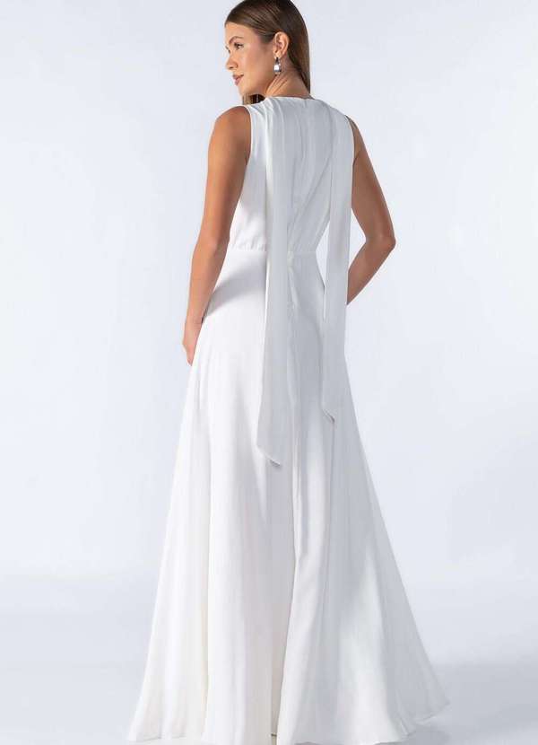 Lamis - Vestido Longo com Decote em V Off White 4