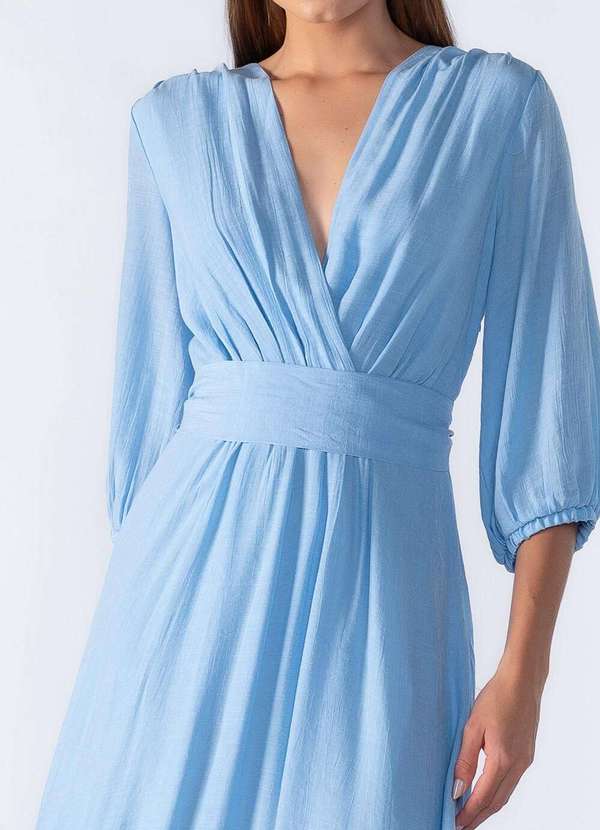 Lamis - Vestido Longo com Decote em V Azul 2