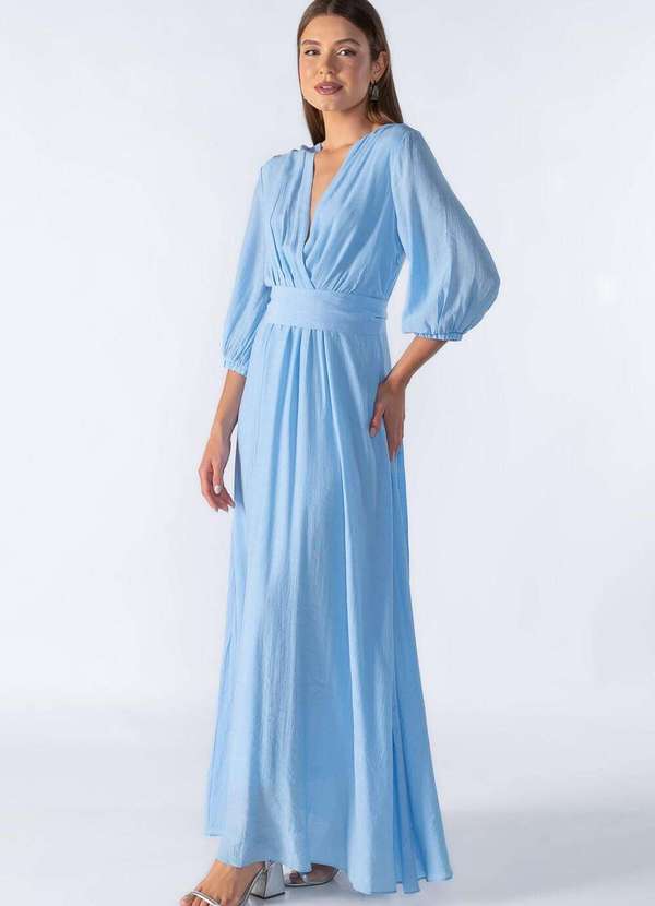 Lamis - Vestido Longo com Decote em V Azul 3