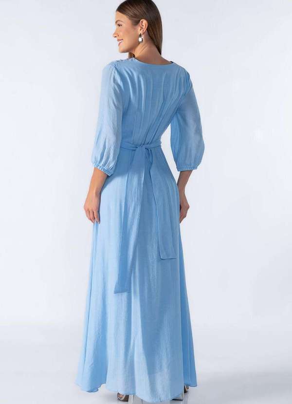 Lamis - Vestido Longo com Decote em V Azul 4