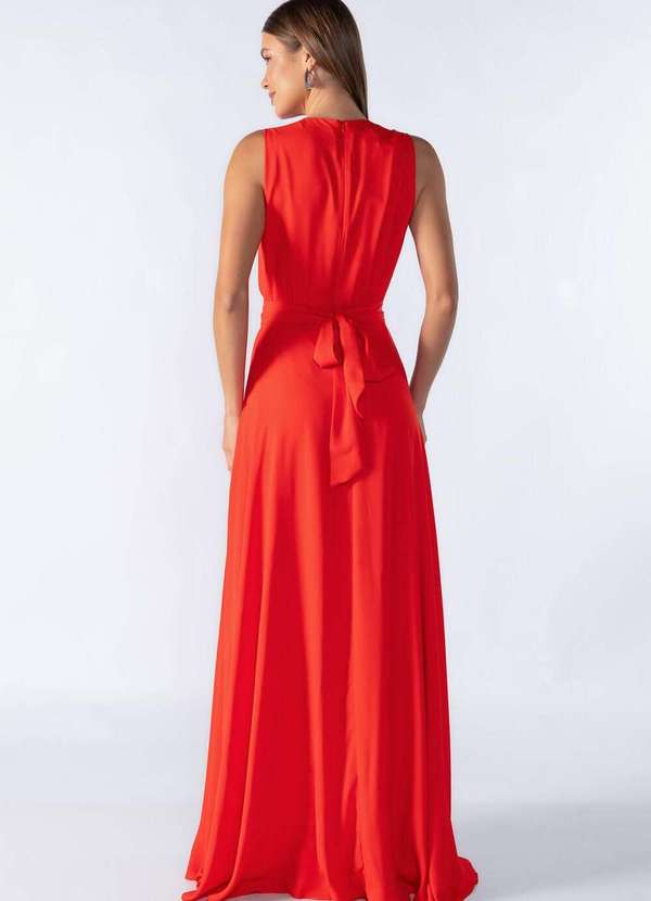 Lamis - Vestido Longo com Decote em V Vermelho 4