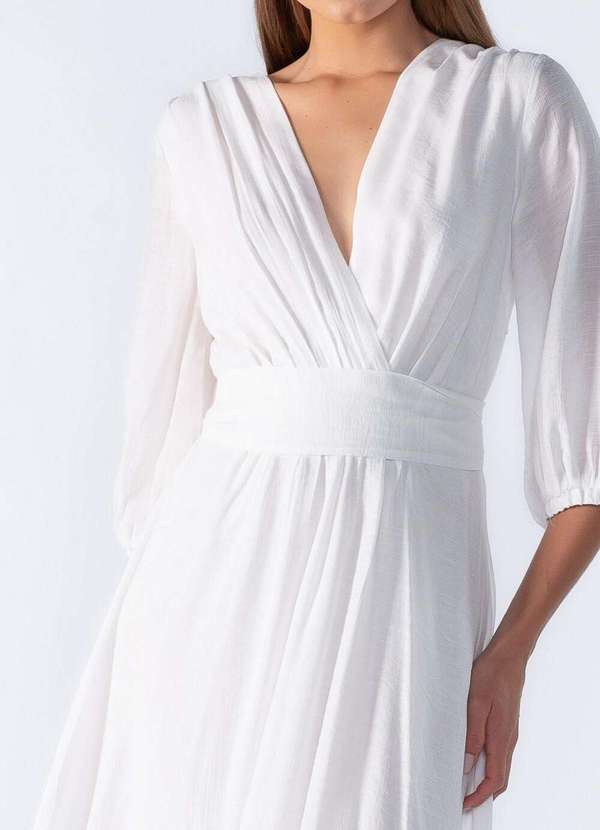 Lamis - Vestido Longo com Decote em V Off White 2