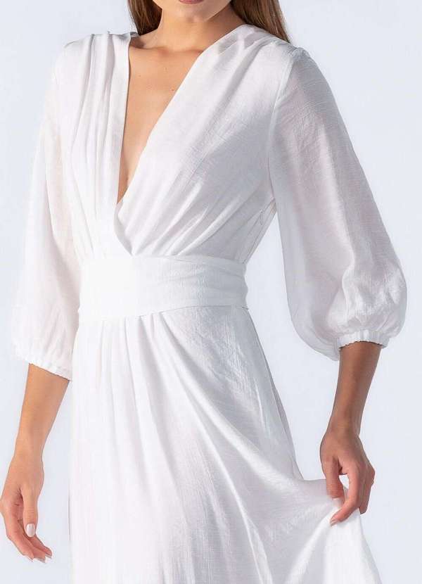 Lamis - Vestido Longo com Decote em V Off White 3