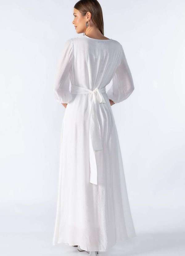 Lamis - Vestido Longo com Decote em V Off White 4