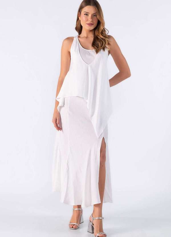 Lamis - Vestido Longo com Recortes Assimetricos Off White 2