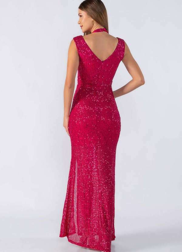 Lamis - Vestido Longo com Recortes no Decote Pink 2