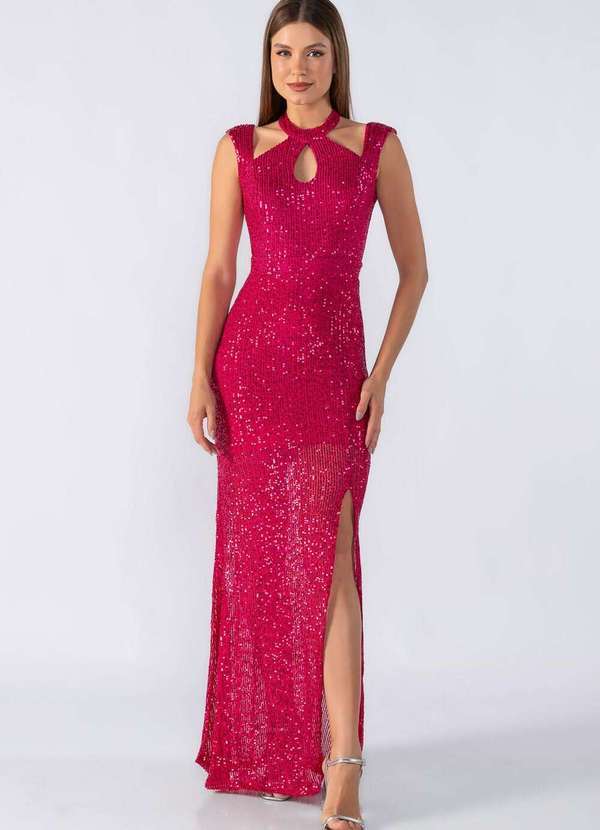 Lamis - Vestido Longo com Recortes no Decote Pink 3