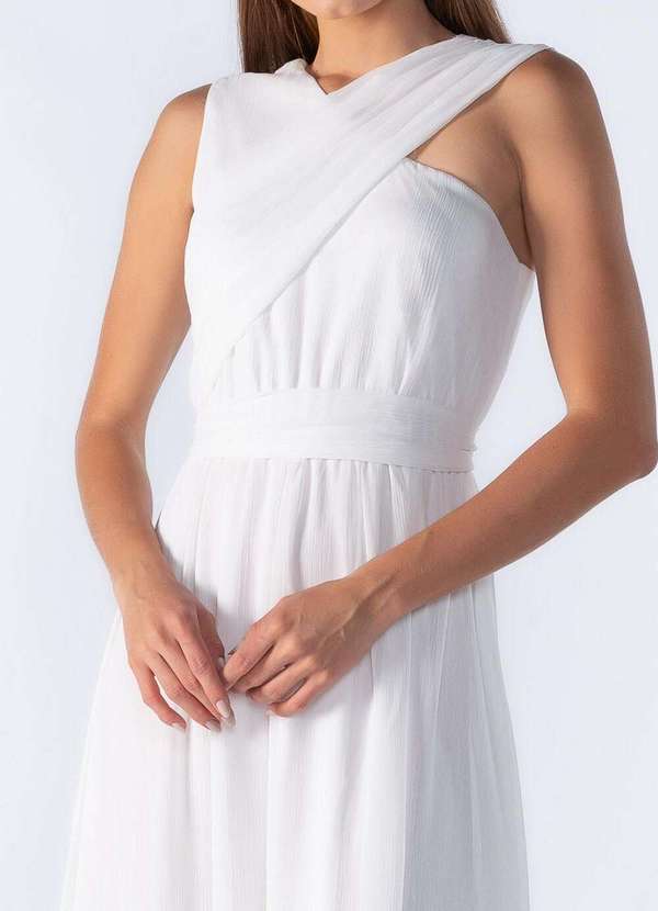 Lamis - Vestido Longo com Transpassado no Decote Off White 2