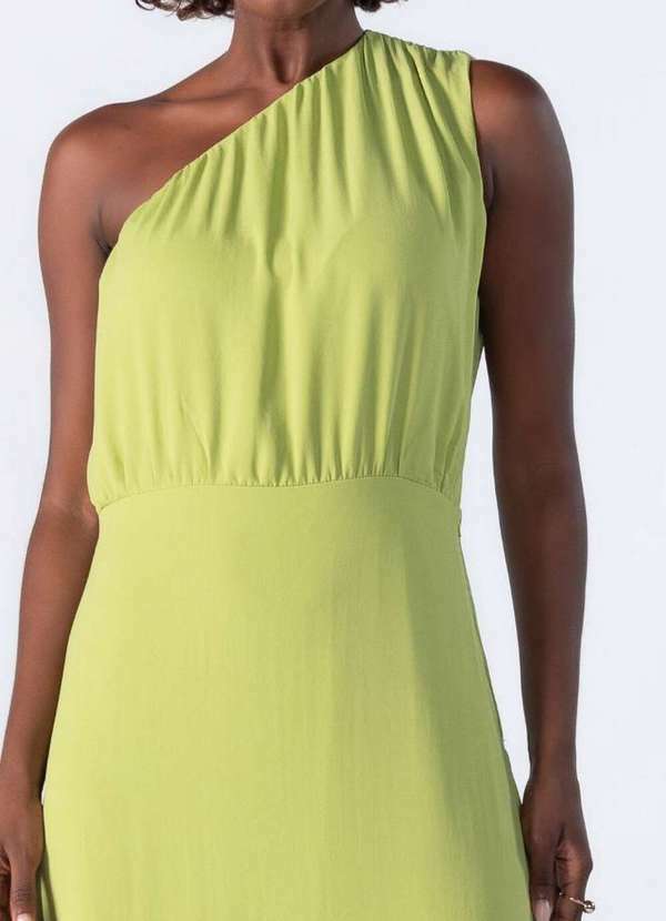 Lamis - Vestido Longo Crepe um Ombro Verde
