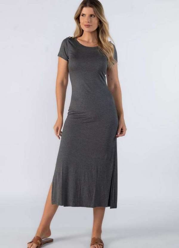 Lamis - Vestido Longo de Malha Fina Cinza