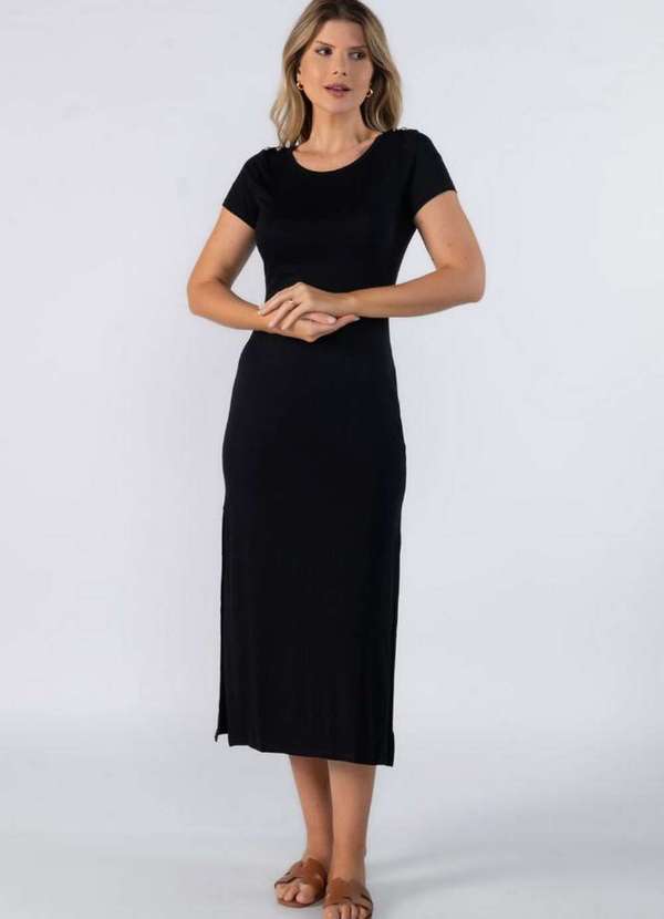 Lamis - Vestido Longo de Malha Fina Preto