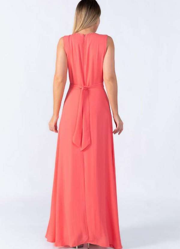 Lamis - Vestido Longo Decote Transpassado Goiaba 4