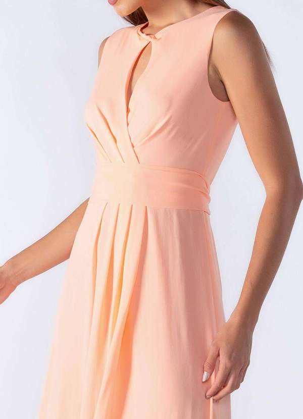 Lamis - Vestido Longo Decote Transpassado Salmao 3