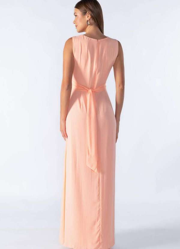 Lamis - Vestido Longo Decote Transpassado Salmao 4