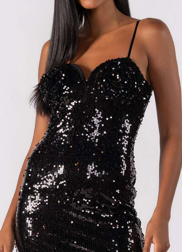 Lamis - Vestido Longo em Paete Preto