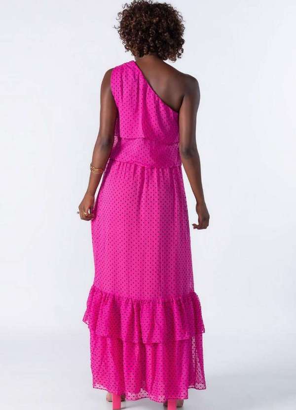 Lamis - Vestido Longo Forrado com Babados Pink 4