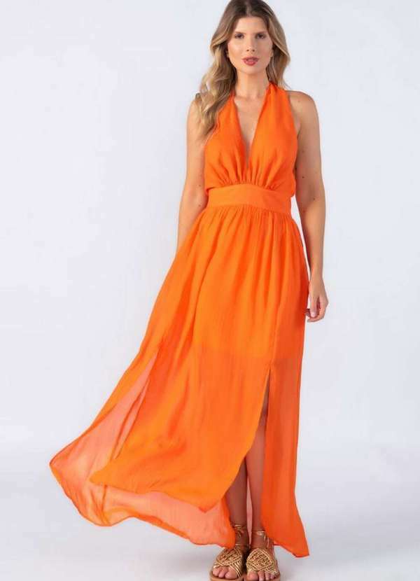 Lamis - Vestido Longo Frente Unica Laranja