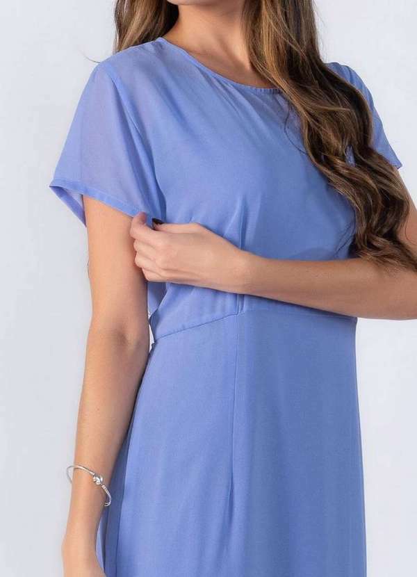 Lamis - Vestido Longo Manga com Fenda Lilas 3