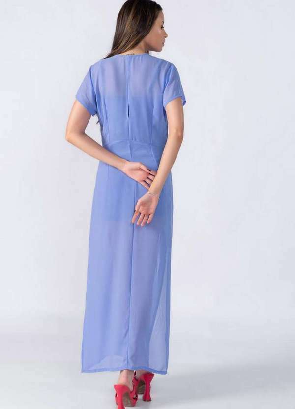 Lamis - Vestido Longo Manga com Fenda Lilas 4