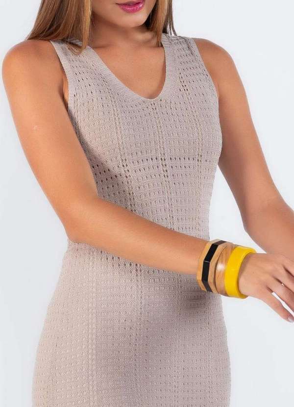 Lamis - Vestido Longo Modelado Caqui 3