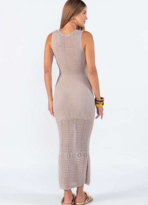 Lamis - Vestido Longo Modelado Caqui 4