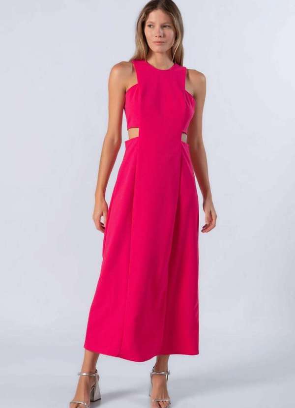 Lamis - Vestido Longo Recorte na Cintura Pink