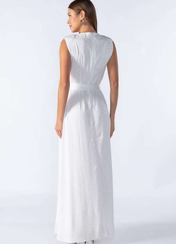 Lamis - Vestido Longo Reto com Ombreiras Off White 4