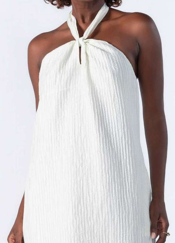 Lamis - Vestido Longo Texturizado em Liocel Off White