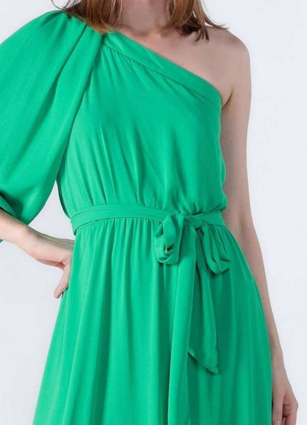 Lamis - Vestido Longo um Ombro com Babado Verde 2
