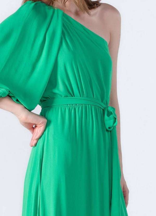 Lamis - Vestido Longo um Ombro com Babado Verde 3