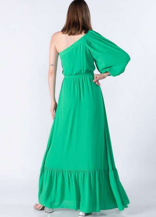 Lamis - Vestido Longo um Ombro com Babado Verde 4