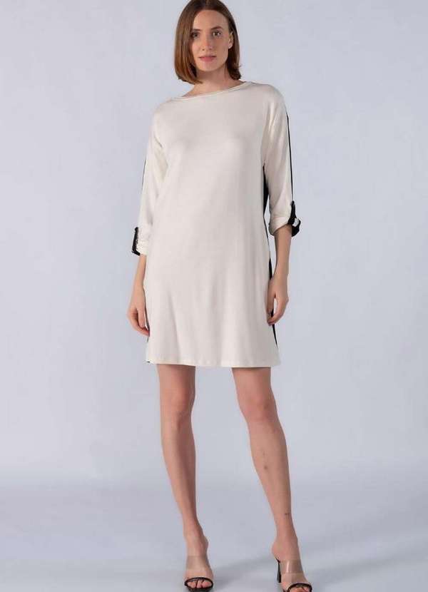 Lamis - Vestido Malha Manga 3/4 com Bolsos Branco