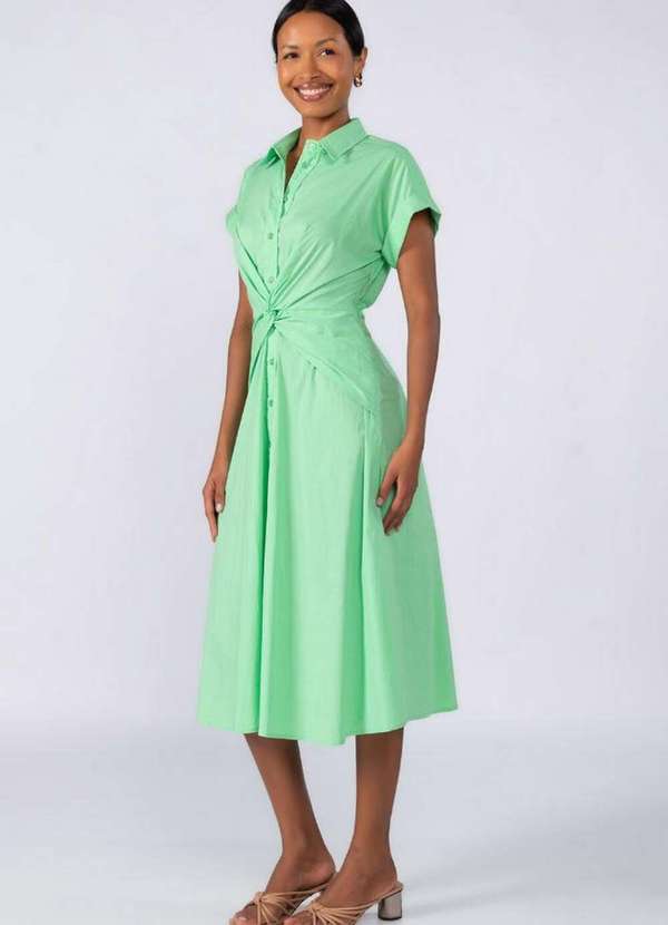 Lamis - Vestido Midi Algodao Detalhe na Cintura Verde 3