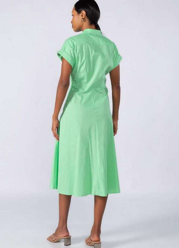 Lamis - Vestido Midi Algodao Detalhe na Cintura Verde 4
