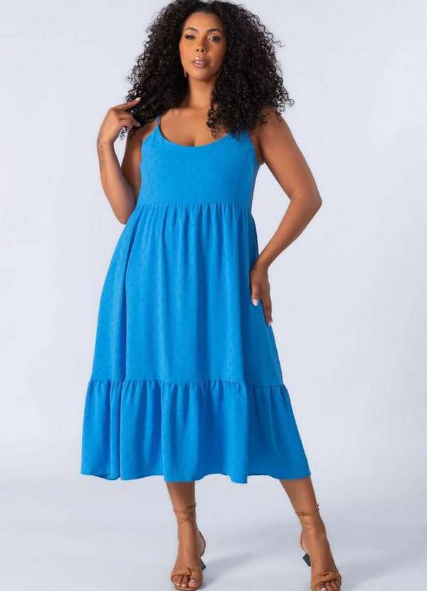 Lamis - Vestido Midi Amplo com Alcas Azul