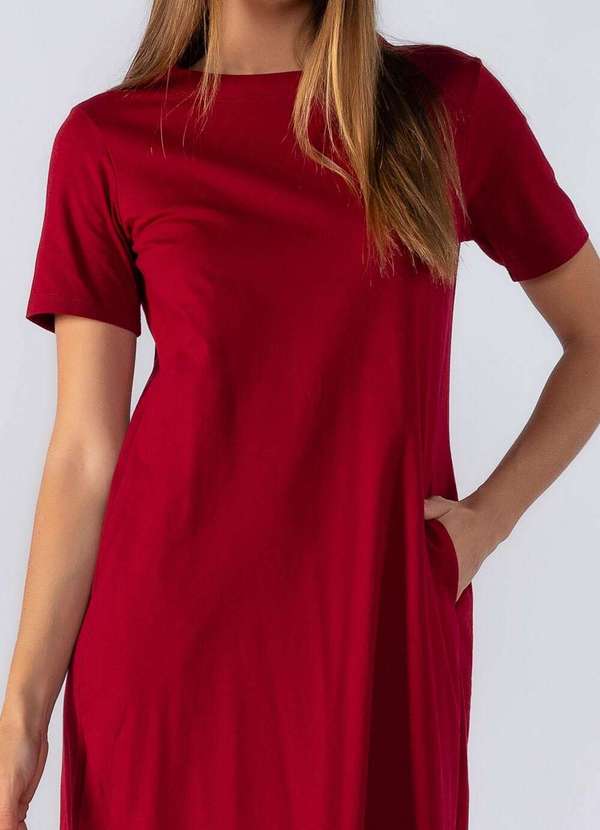 Lamis - Vestido Midi Basico em Algodao Vinho 2