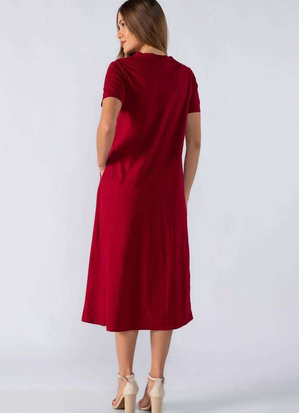 Lamis - Vestido Midi Basico em Algodao Vinho 4