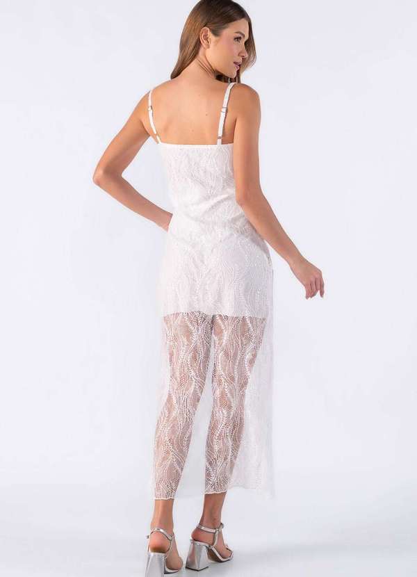 Lamis - Vestido Midi de Renda com Forro Off White 4