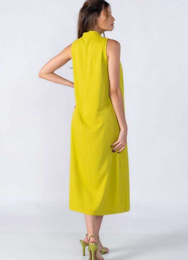 Lamis - Vestido Midi Decote em V com Faixa Verde 4